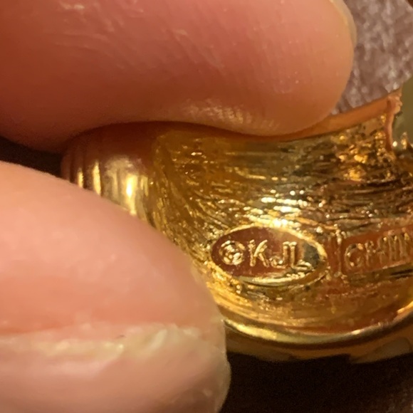 KJL KENNETH JAY LANE TIGER STRIPED ANIMAL PRINT ENAMEL CLIP ON EAREI GS - Picture 8 of 13